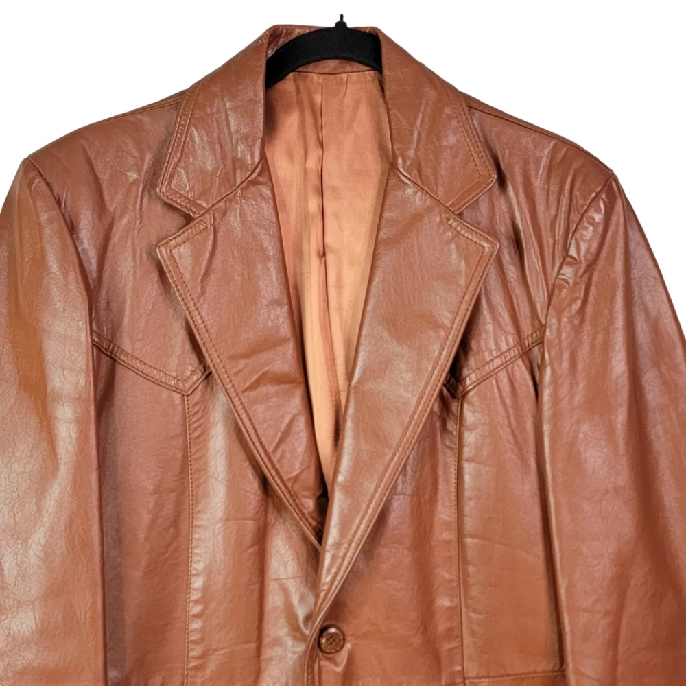 Sheplers Vintage Western Wear Genuine Leather Vented Mod Length Brwon Jacket 40 - Picture 3 of 16